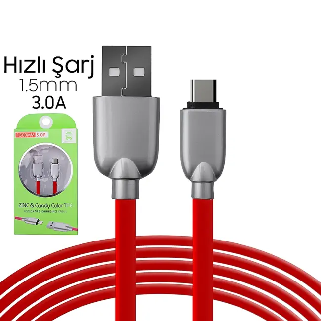 Ally Usb Type-C  Zinc Alloy Dayanıklı 3.0a 1.5mm Usb Kablo-(5775)