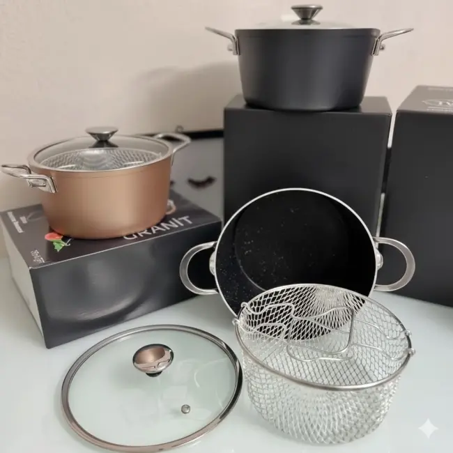 Granit Yanmaz Ve Yapışmaz Fritöz Kızartma Tenceresi 22cm