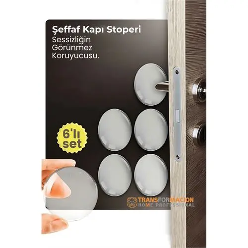 6'lı Kristal Koruma  Şeffaf Kapı Stoperi Tampon Seti | Duvar & Mobilya Çarpma Önleyici
