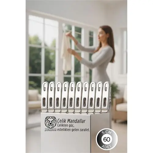 Premium Çelik Mandal Seti - 60'lı Elite Seri Endüstriyel Mukavemetli Çamaşır Mandalı