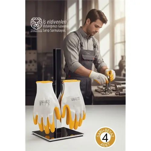 Ultra Dayanıklı Kavrama Teknolojili 4\'lü İş Eldiveni Seti - Profesyonel Atölye ve Montaj Serisi