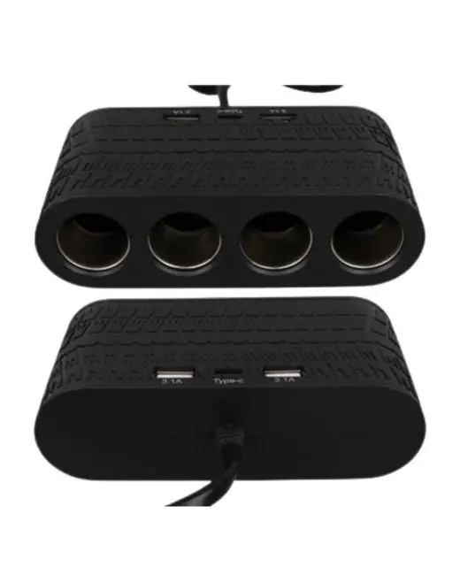 Araç İçi Güç Dağıtıcı 4 Çakmaklık 2 USB 1 Type C Şarj Ünitesi