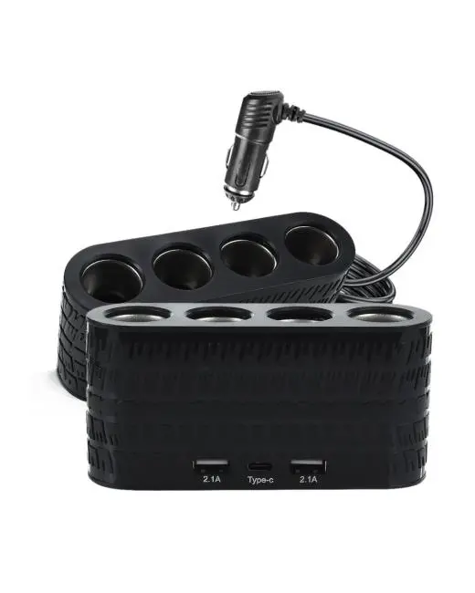 Araç İçi Güç Dağıtıcı 4 Çakmaklık 2 USB 1 Type C Şarj Ünitesi