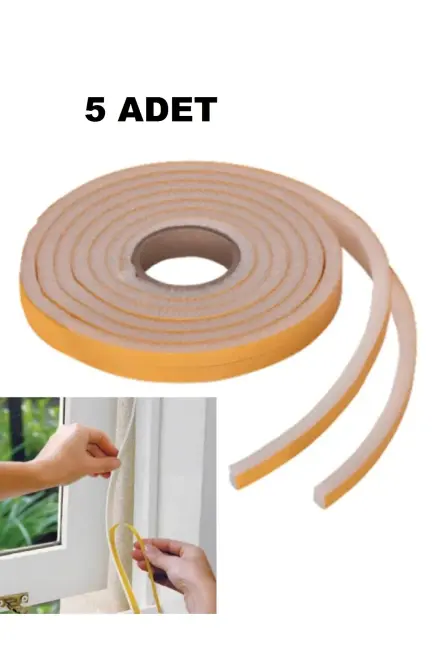 5 Adet Kapı Pencere Isı Yalıtım Süngeri Yapışkanlı Pencere Rüzgar Bandı 18mm X 2,5 Mt