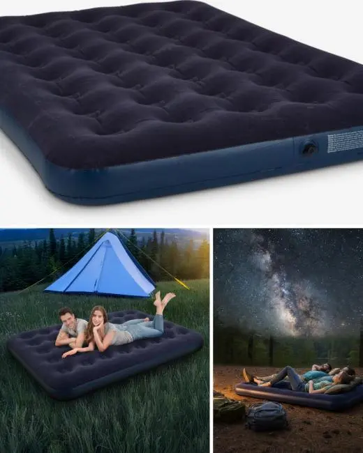 Konforlu Çift Kişilik Şişme Yatak Flokeli Yüzey Dayanıklı Gövde