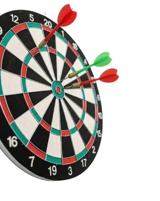 15 İnç Dart Tahtası 4 Metal Uçlu Dart Oku Dayanıklı Ahşap Gövde