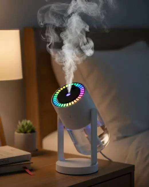 Ultrasonik Hava Nemlendirici Renkli Işık ve Manuel Püskürtme Ayarı