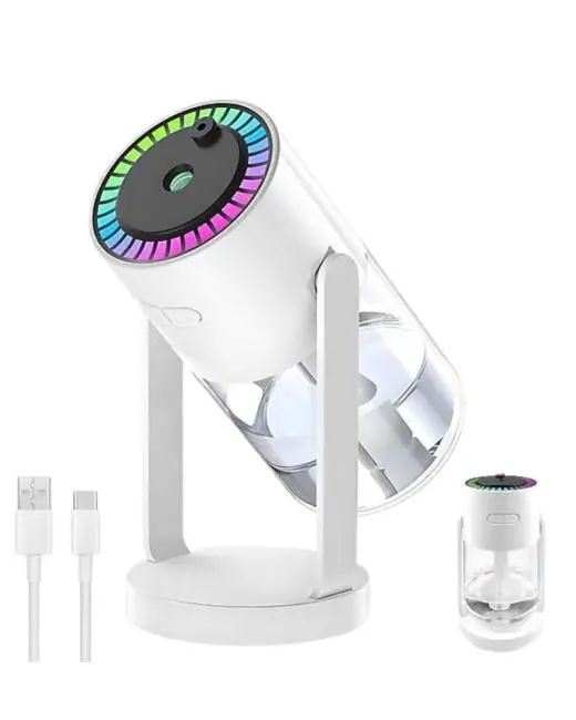 Araç ve Ev İçin Hava Nemlendirici Projektörlü Sessiz Buhar