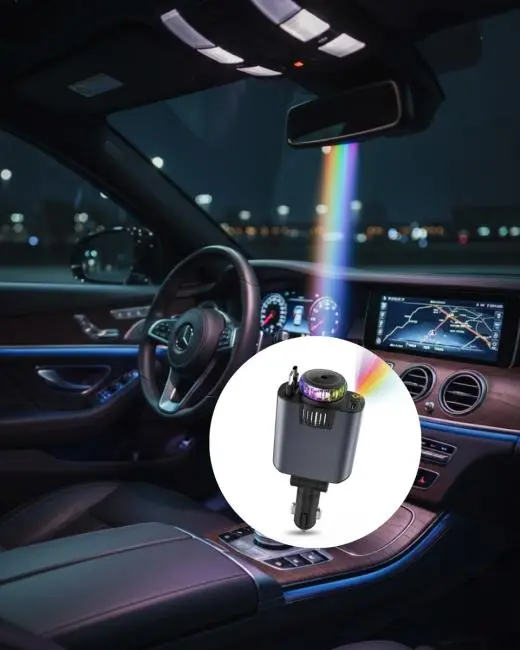 Araç İçi Çok Fonksiyonlu Şarj Cihazı Hava Nemlendirici Aroma ve Yıldız Işık