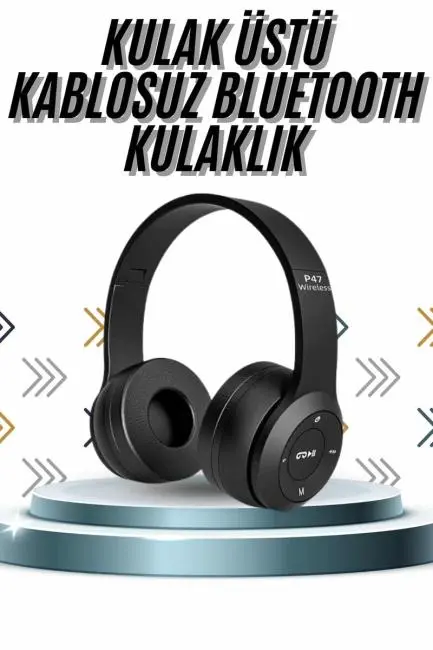 Kulak Üstü Bluetooth Kulaklık Yüksek Ses Kaliteli Ayarlanabilir