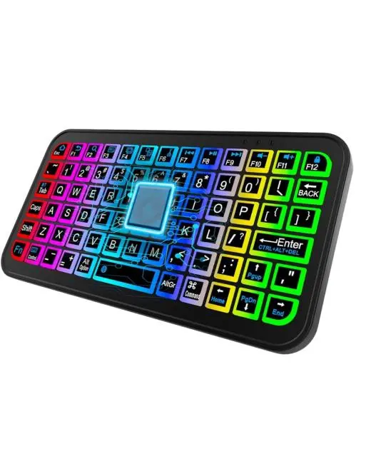 Kompakt Siyah RGB Işıklı Bluetooth Mini Klavye