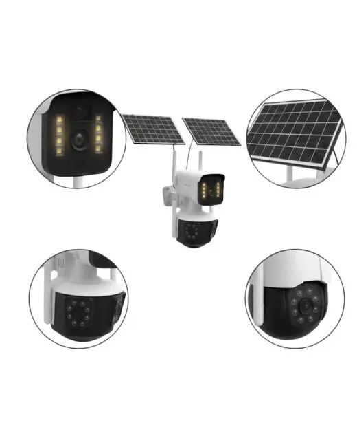 Çift Solar Panelli 4G Kablosuz IP Güvenlik Kamerası 9MP ve Hareket Takipli