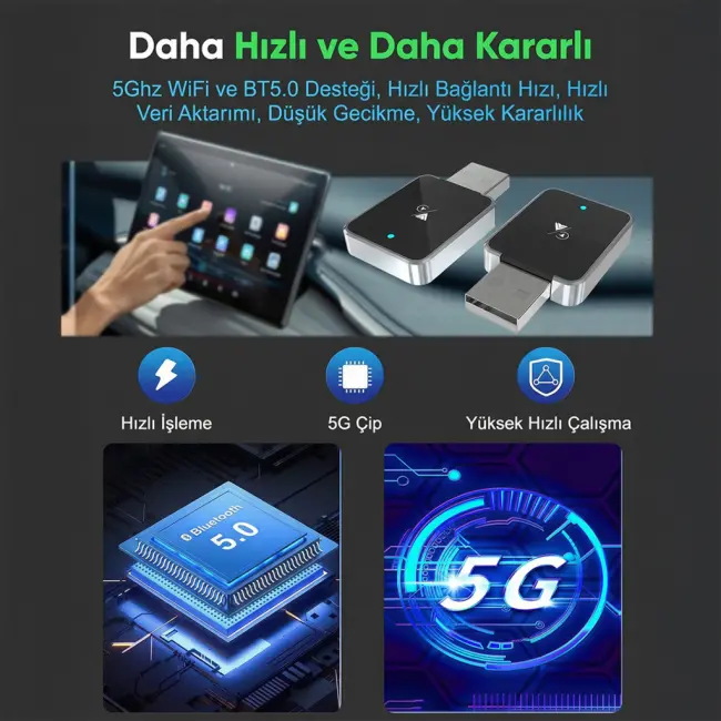 S-LINK SL-CAR01 2in1 Android ve Apple Cihazlar Kablosuz Android Auto ve Carplay Adaptörü(1923)