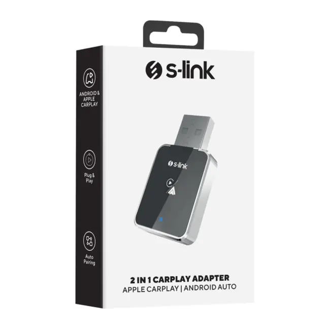 S-LINK SL-CAR01 2in1 Android ve Apple Cihazlar Kablosuz Android Auto ve Carplay Adaptörü(1923)