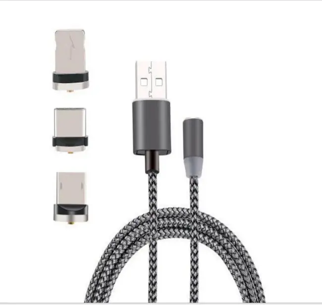 İphone Type-C Android 3  Yuvarlak Başlık Manyetik Şarj Usb Kablosu-(5775)