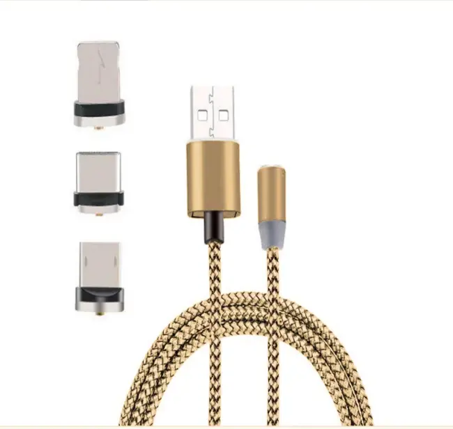 İphone Type-C Android 3  Yuvarlak Başlık Manyetik Şarj Usb Kablosu-(5775)