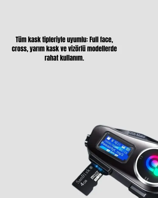 IP65 Suya Dayanıklı Kask Bluetooth Kulaklık LCD Ekranlı