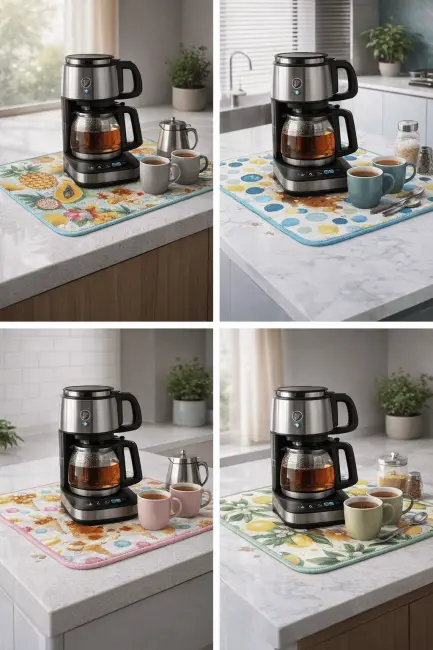 Çay Matı Çay Makinesi % 100 Mikrofiber Altlığı Su Emici Tezgah Koruyucu Kurulama Matı