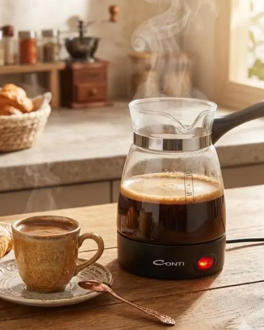 Elektrikli Cam Kahve Makinesi 650W 0.5 Litre Kapasiteli Türk Kahvesi Makinesi