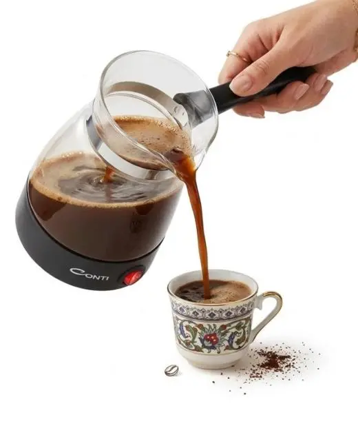 Cam Cezveli Türk Kahvesi Makinesi 650W 5 Fincan Kapasiteli Elektrikli Kahve Makinesi
