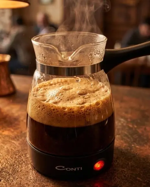 Cam Cezveli Türk Kahvesi Makinesi 650W 5 Fincan Kapasiteli Elektrikli Kahve Makinesi