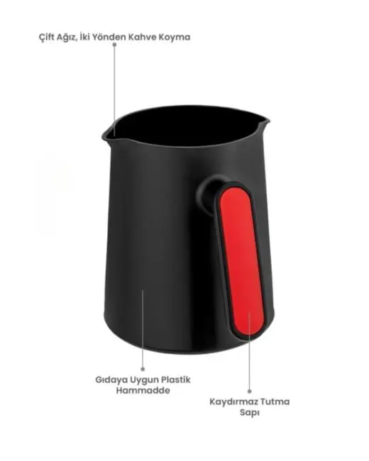 Modern Tasarımlı Türk Kahvesi Makinesi Taşma Emniyetli 4 Fincan Kapasiteli
