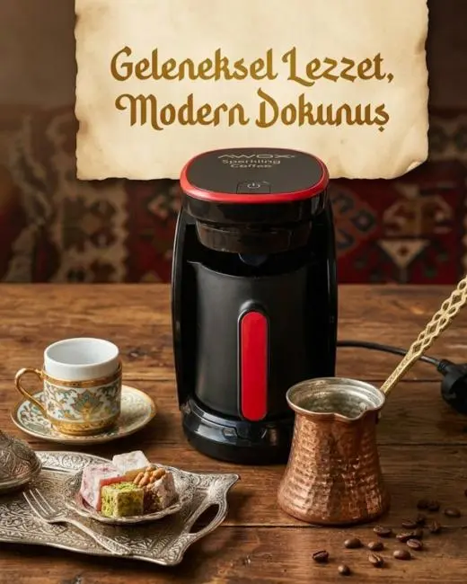 Türk Kahvesi Makinesi Otomatik Kapanma ve Taşma Emniyetli 4 Fincan Kapasiteli