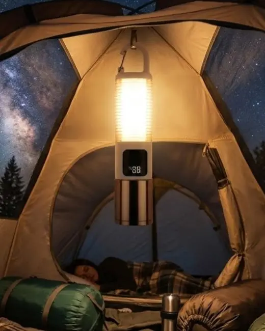 LED Kamp Lambası USB Şarjlı 500 Lümen Parlaklık Güç Göstergeli Taşınabilir Fener