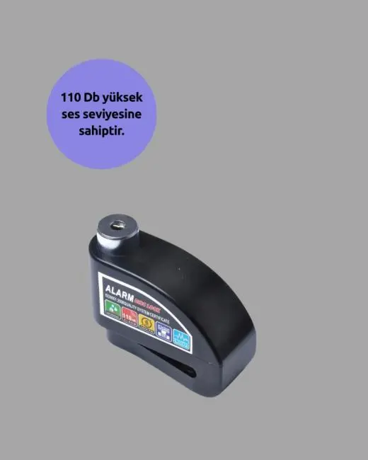 Motosiklet ve Bisiklet İçin 6mm Pinli Alarmlı Disk Kilidi