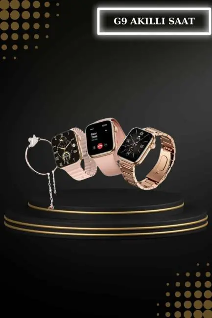 Wireless Şarjlı Pembe Akıllı Saat ve Kablosuz Bluetooth Kulaklık Dokunmatik Kontrol