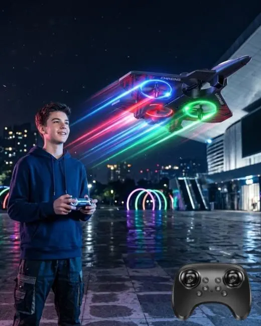 LED Işıklı Fighter Jet Tasarımlı Drone Uzaktan Kumandalı Akrobatik Oyuncak Uçak