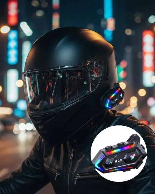 IPX6 Su Geçirmez Intercom 1000m Bağlantı 1000mAh Batarya RGB Işıklı