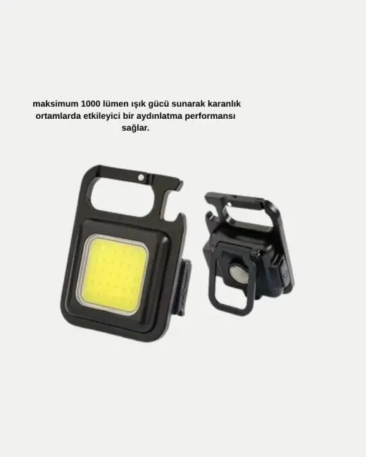 USB Type-C Şarjlı Mini Fener – Manyetik Katlanabilir ve Şişe Açacaklı Tasarım