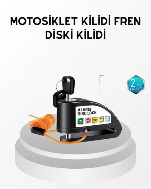 Anti Hırsızlık 110 dB Alarm Disk Fren Kilidi Suya Dayanıklı Çelik Güvenlik Kilidi