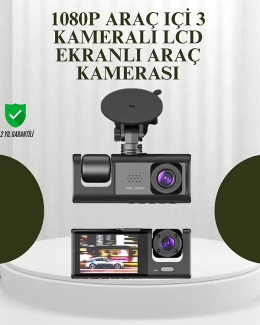 G-Sensörlü 3'lü Kayıtlı Araç Kamerası