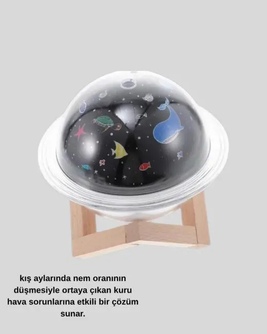 USB Projeksiyon Gece Lambası ve Hava Nemlendirici – Aromaterapi Destekli Taşınabilir Mini
