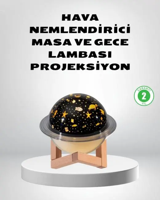 USB Projeksiyon Gece Lambası ve Hava Nemlendirici – Aromaterapi Destekli Taşınabilir Mini