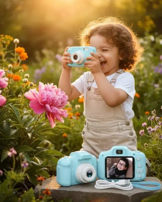 Mavi Kompakt Mini Kamera HD Video ve Fotoğraf Çekim Özellikli Şarjlı Model