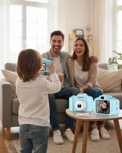 Mavi Mini Dijital Kamera HD Video Fotoğraf Çekimli USB Şarjlı Hafıza Kart Destekli