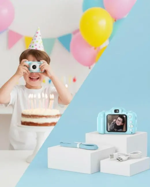 Mavi Kompakt Dijital Kamera HD Video ve Fotoğraf Çekim Özellikli USB Bağlantılı