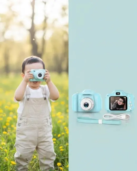 Mavi Mini HD Dijital Kamera Video ve Fotoğraf Çekimli Şarjlı Taşınabilir Kayıt Cihazı