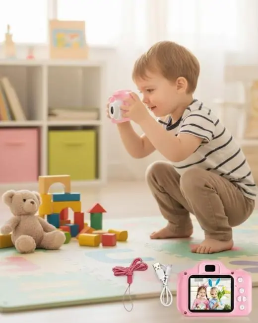 Taşınabilir HD Dijital Kamera Video Kayıt Fotoğraf Çekim USB Bağlantılı Şarjlı