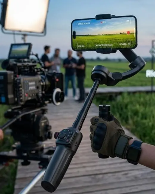 Profesyonel Telefon Video Sabitleyici Gimbal Stabilizer Vlog Aparatı