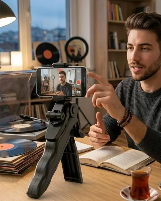 Telefon Tripodu Masaüstü Stand 360 Derece Dönebilen Telefon Tutucu