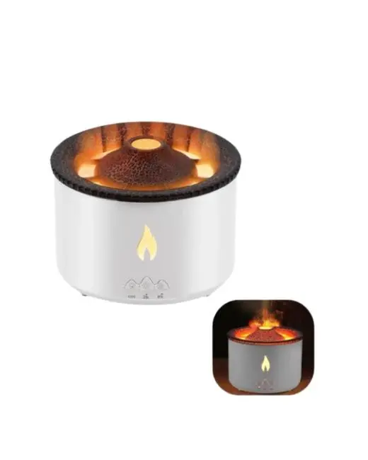 LED Alev Efektli Aroma Difüzörü Ultrasonik Hava Nemlendirici Gece Lambası Fonksiyonlu