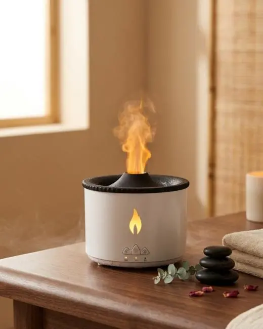 Ultrasonik Uçucu Yağ Difüzörü Alev Görünümlü Ortam Nemlendirici