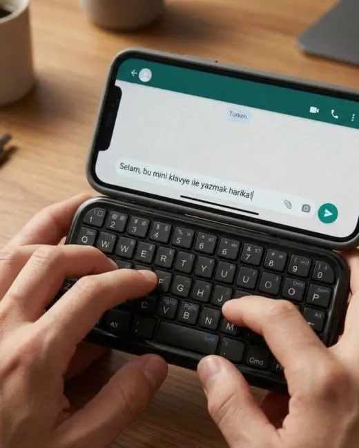 Mini Kablosuz Bluetooth Klavye USB Şarjlı Taşınabilir Klavye