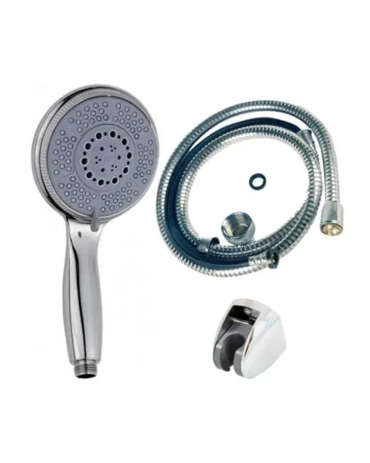 Mavi 4 Fonksiyonlu El Duşu Başlığı Seti Spiral Hortum ve Duş Askısı