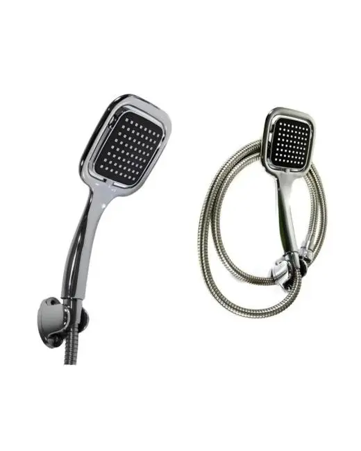 Siyah El Duşu Seti Spiral Duş Hortumu ve Duvar Askılı Çok Fonksiyonlu Duş Başlığı