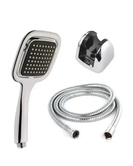 Siyah Duş Seti El Duşu Başlığı Spiral Hortum ve Duvar Askısı Banyo Duş Seti